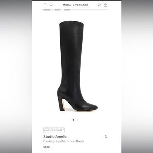 STUDIO AMELIA Black Leather Heeled Boots